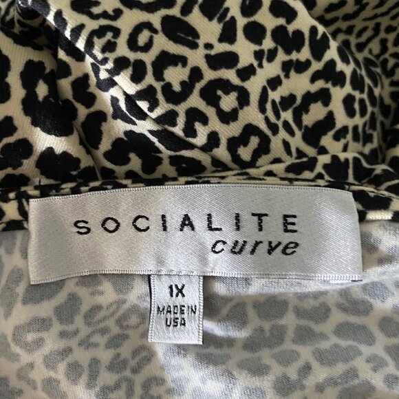 Socialite Curve Square Neck Animal Print Bodysuit 1X NEW - Picture 4 of 8
